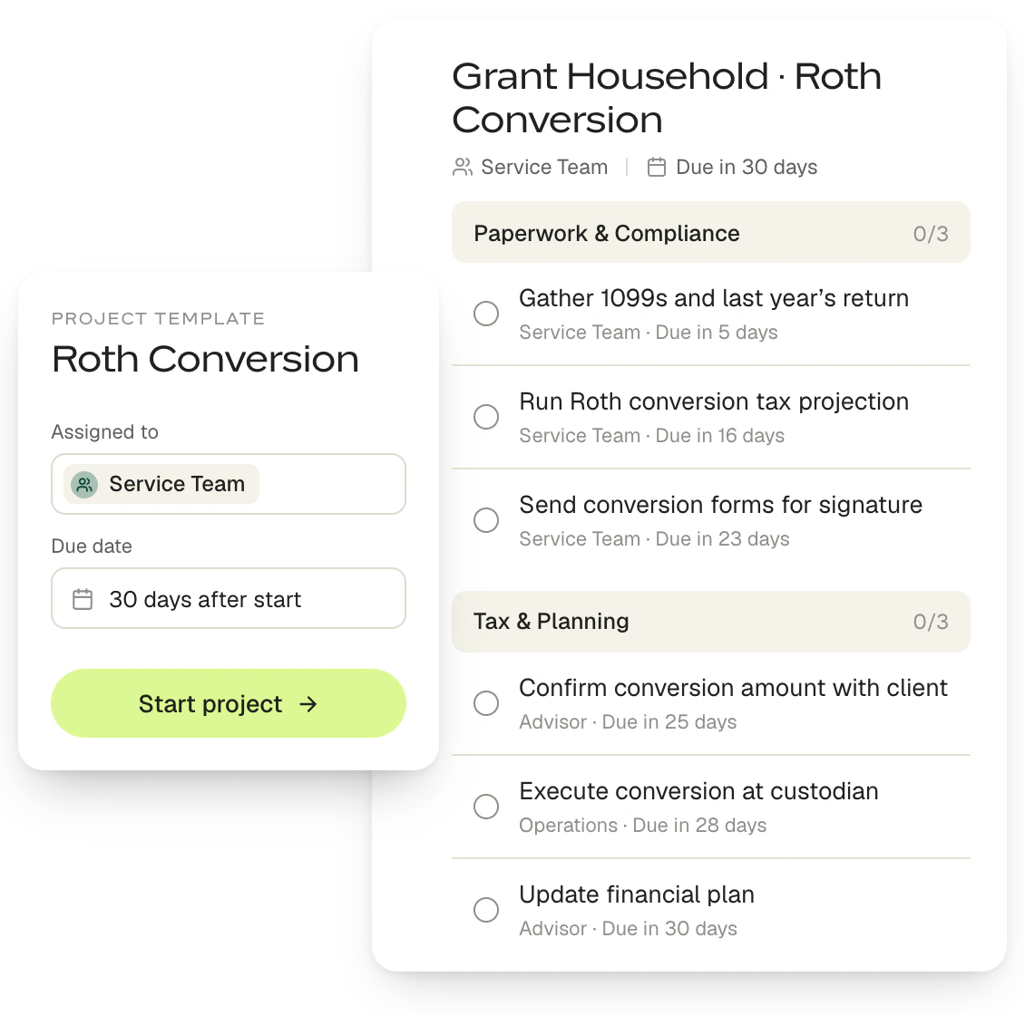 Templates for real advisor work.